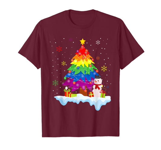 LGBT Flag Christmas Tree Merry Xmas Gay LGBT Pride Rainbow T-Shirt