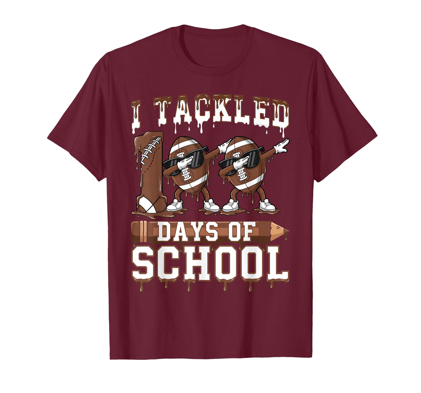 Kids 100 Days of School Boys 100th Day of School Football T-Shirt