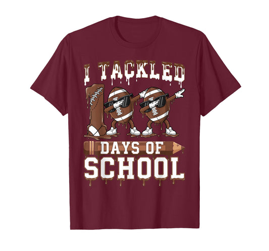 Kids 100 Days of School Boys 100th Day of School Football T-Shirt