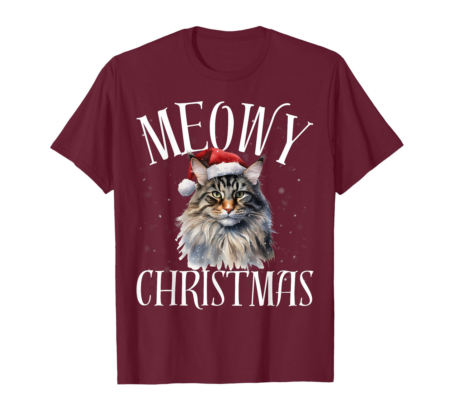 Funny Meowy Christmas Maine Coon Cat Merry Xmas Holiday T-Shirt