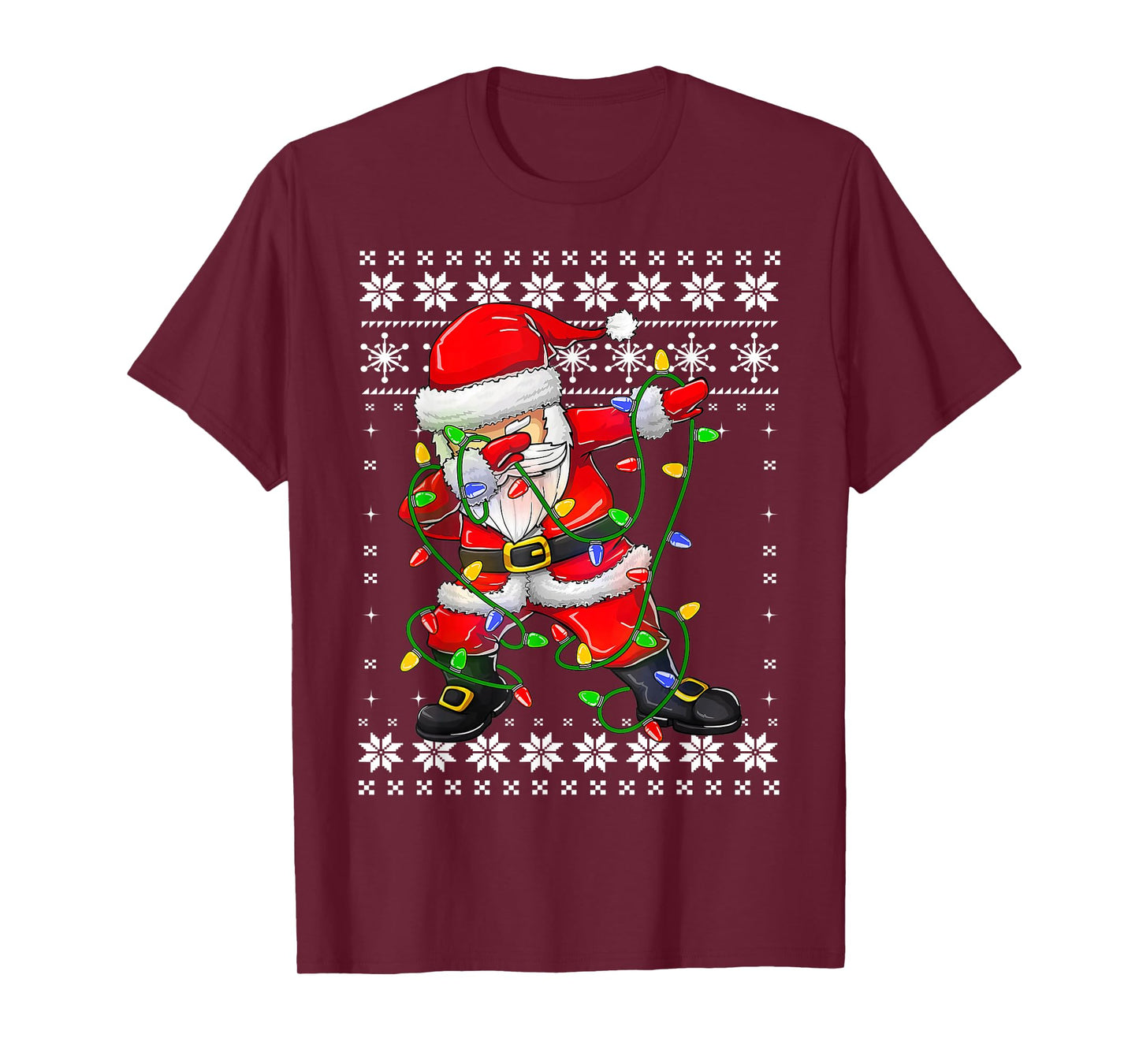 Dabbing Santa Claus Lights Boys Kids Dab Christmas Sweater T-Shirt