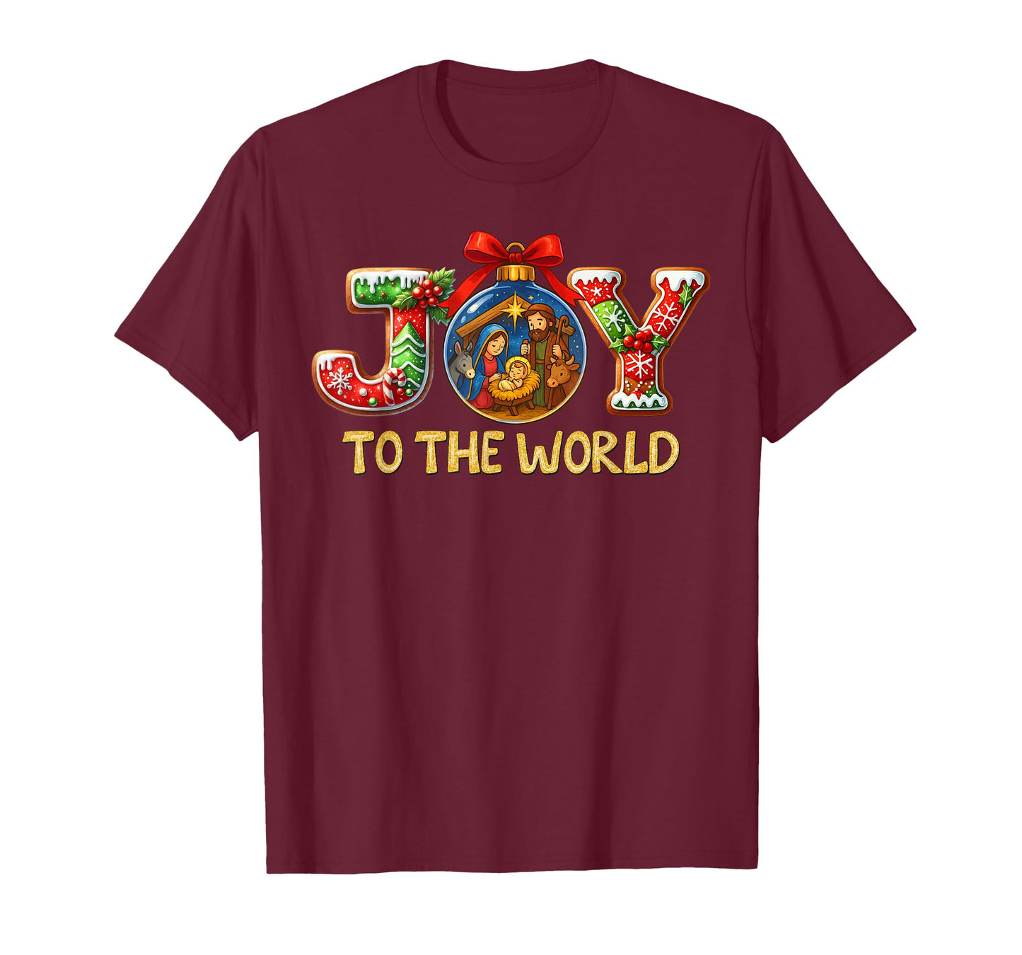 Joy to The World Christmas Christian Nativity Scene T-Shirt