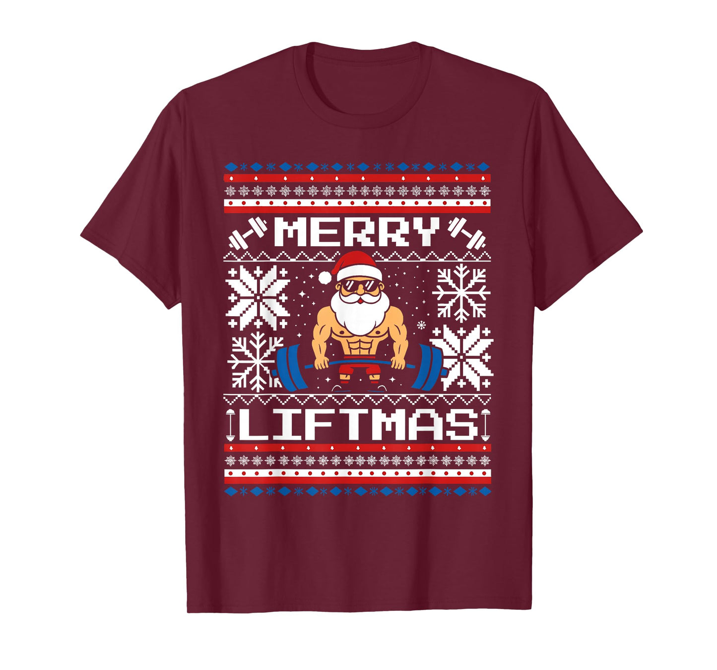 Merry Liftmas Funny Santa Claus Workout Gym Fitness T-Shirt