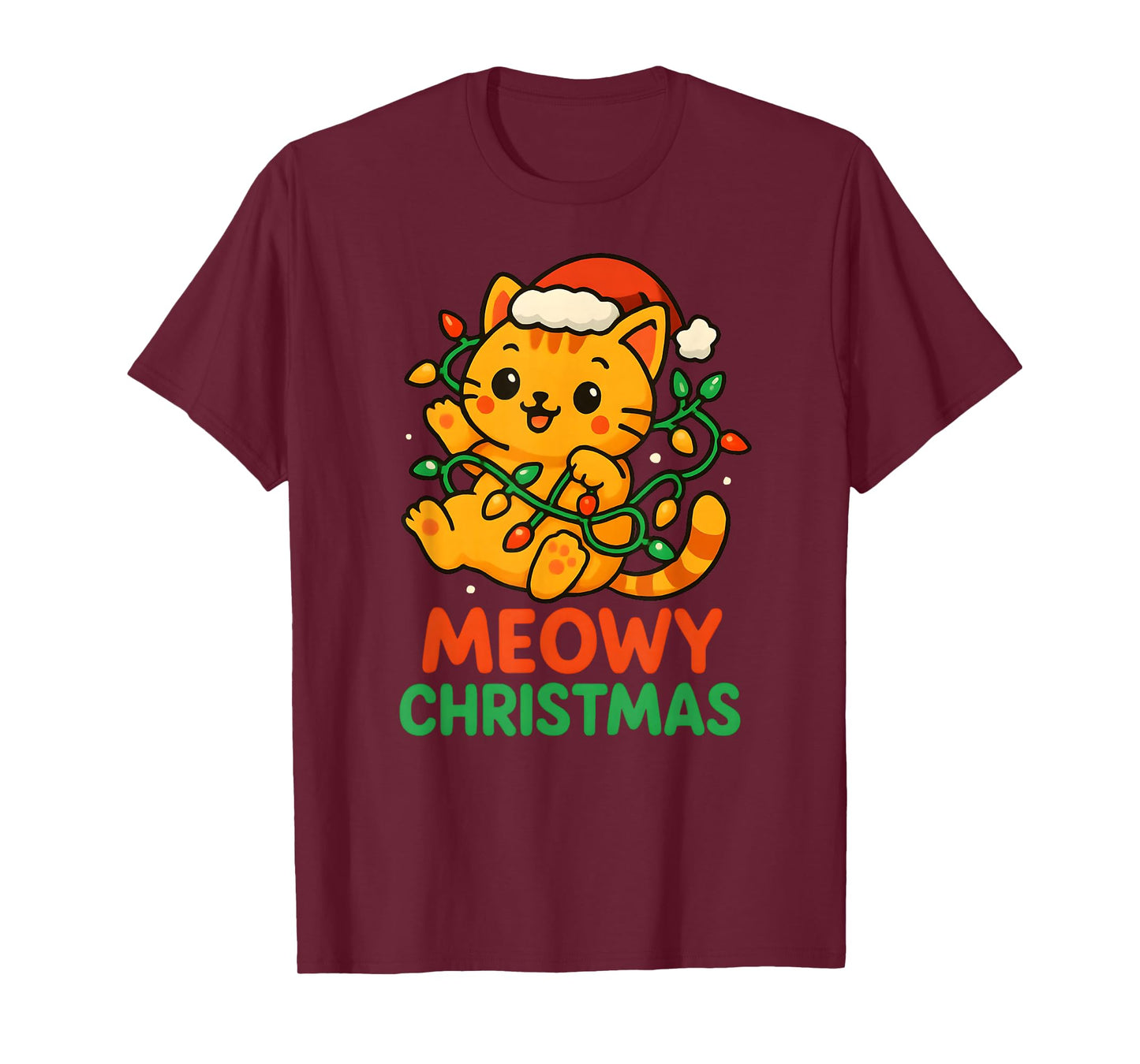 Meowy Christmas Cute Orange Tabby Cat T-Shirt