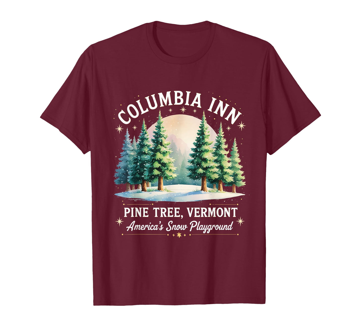 Columbia Inn Pine Tree Frosty Cozy Winter Christmas T-Shirt