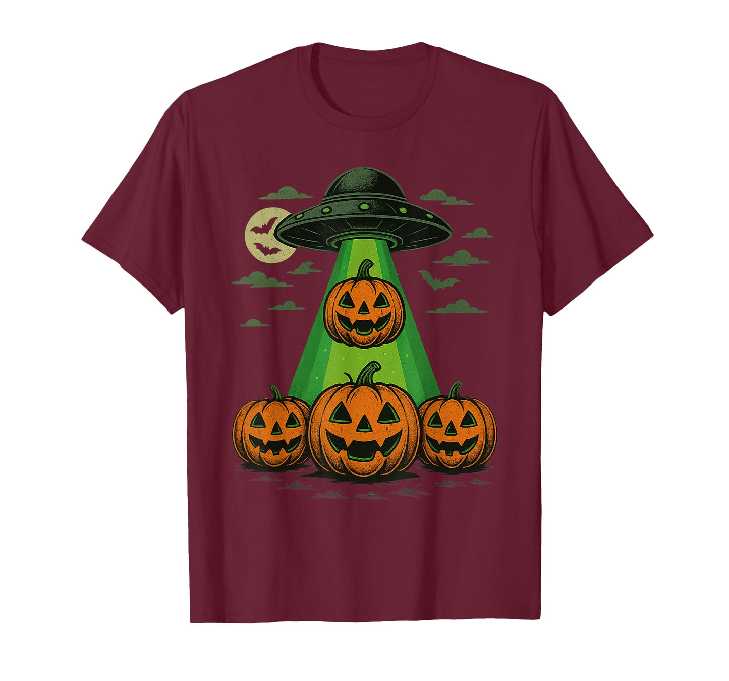 Funny Halloween Pumpkin Jack O Alien Abduction UFO Kids Boys T-Shirt