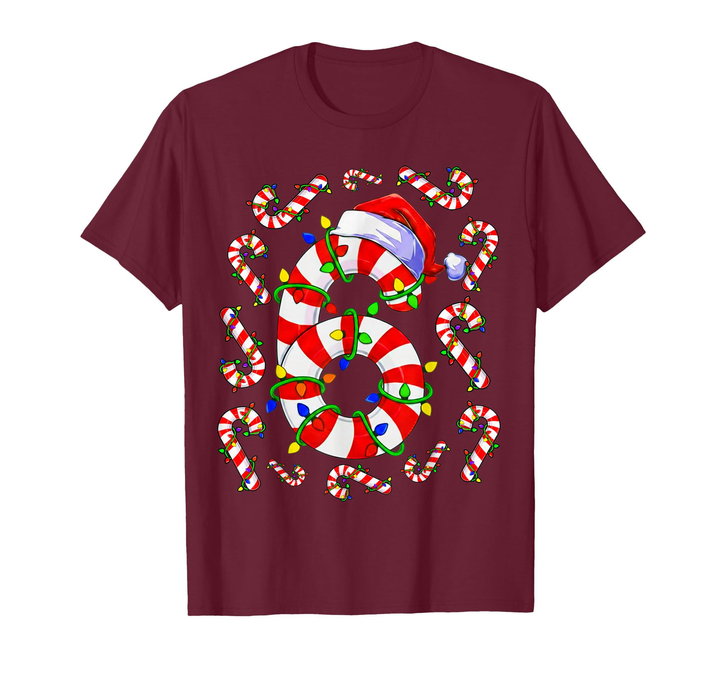 Fun Six Seven 6 7 Meme Design Couples Christmas Candy Cane T-Shirt