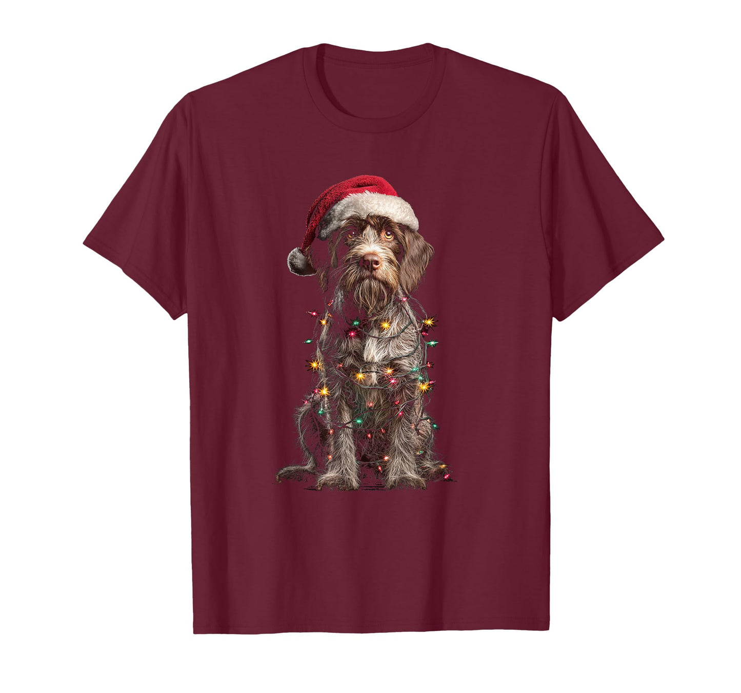 Wirehaired Pointing Griffon Christmas Graphics Dog Lights T-Shirt