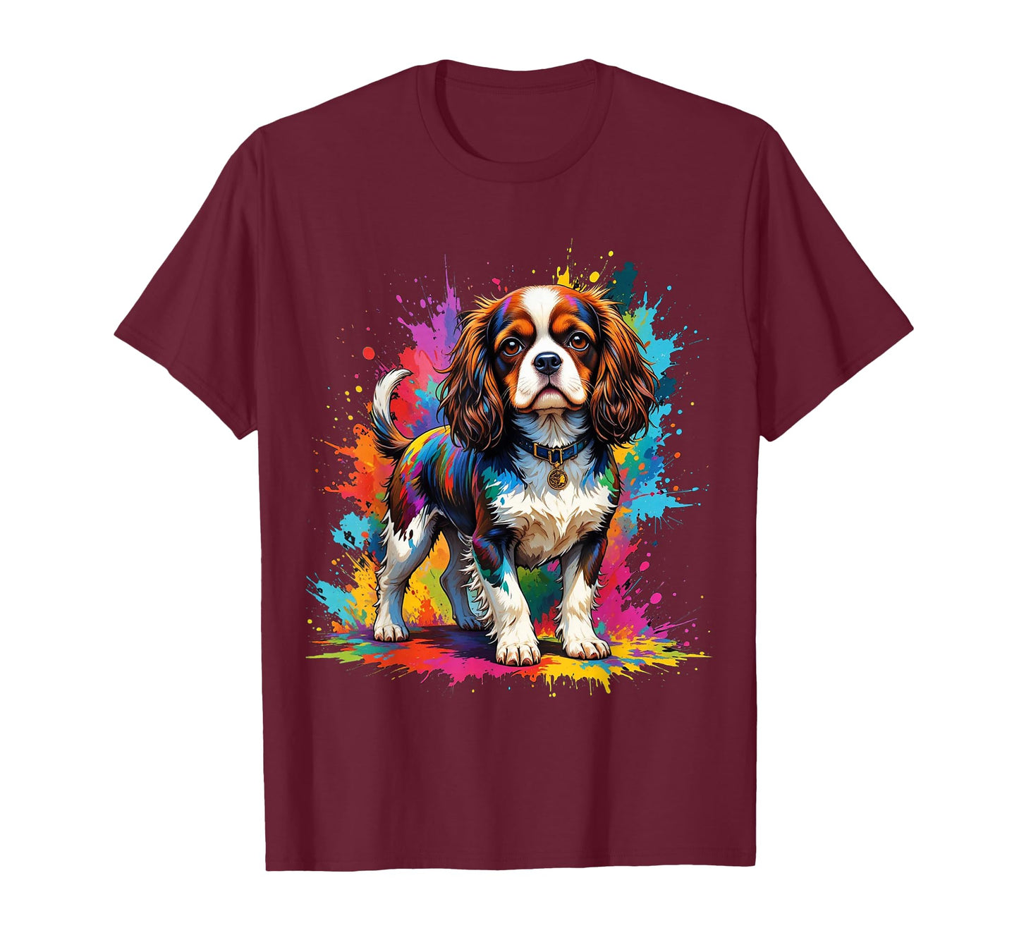 Colorful Cavalier King Charles Spaniel Dog Color Splashes T-Shirt