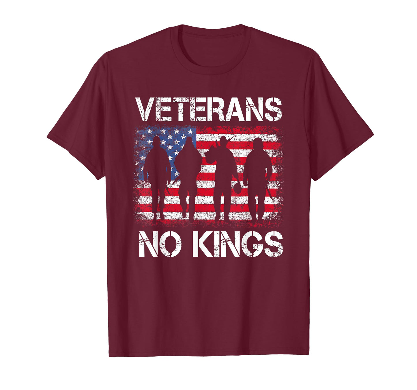 Veterans No Kings Vintage Military America Flag Veterans Day T-Shirt