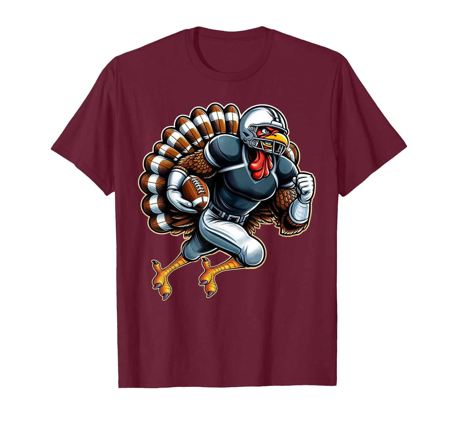 Funny Turkey Playing Football Thanksgiving Shirts Boys Men T-Shirt