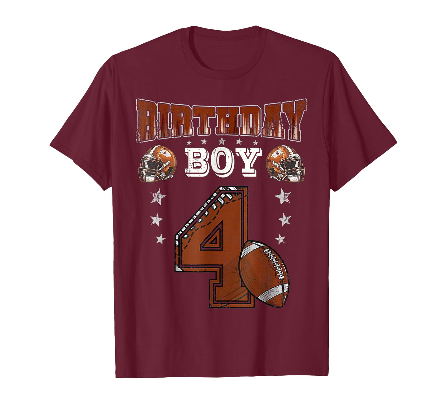 4th Birthday Boy Football Lover Theme 4 Years Old T-Shirt