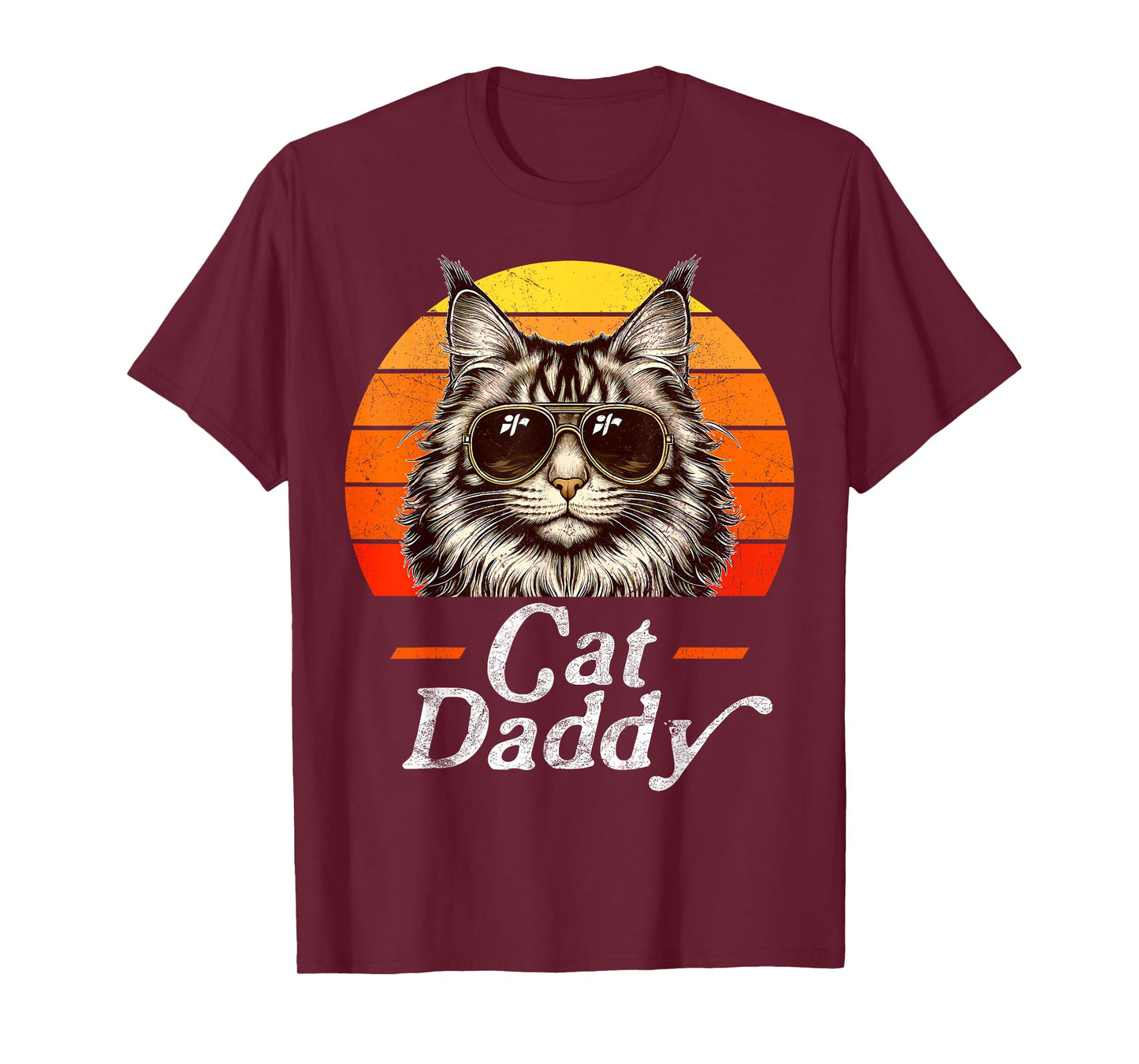 Cat Daddy Cool Maine Coon Cat Father's Day Retro Cat Dad T-Shirt