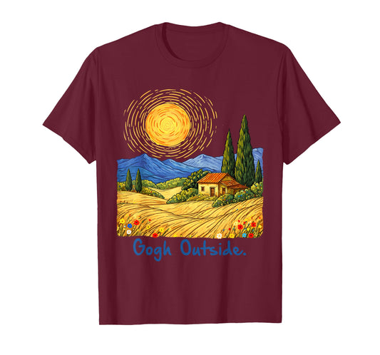Gogh Outside Nature Lover Graphic Tee Funny Art Pun T-Shirt