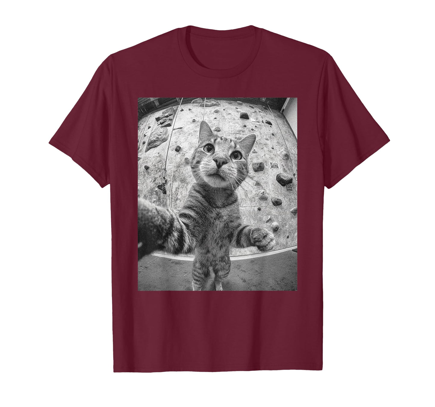 Funny Cat Climber Selfie Bouldering Wall Rock Climbing Cool T-Shirt
