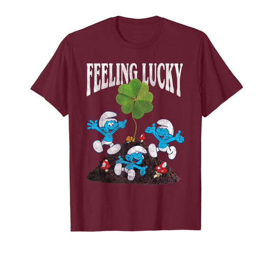 The Smurfs Feeling Lucky Shamrock St. Patrick's Day Cartoon T-Shirt