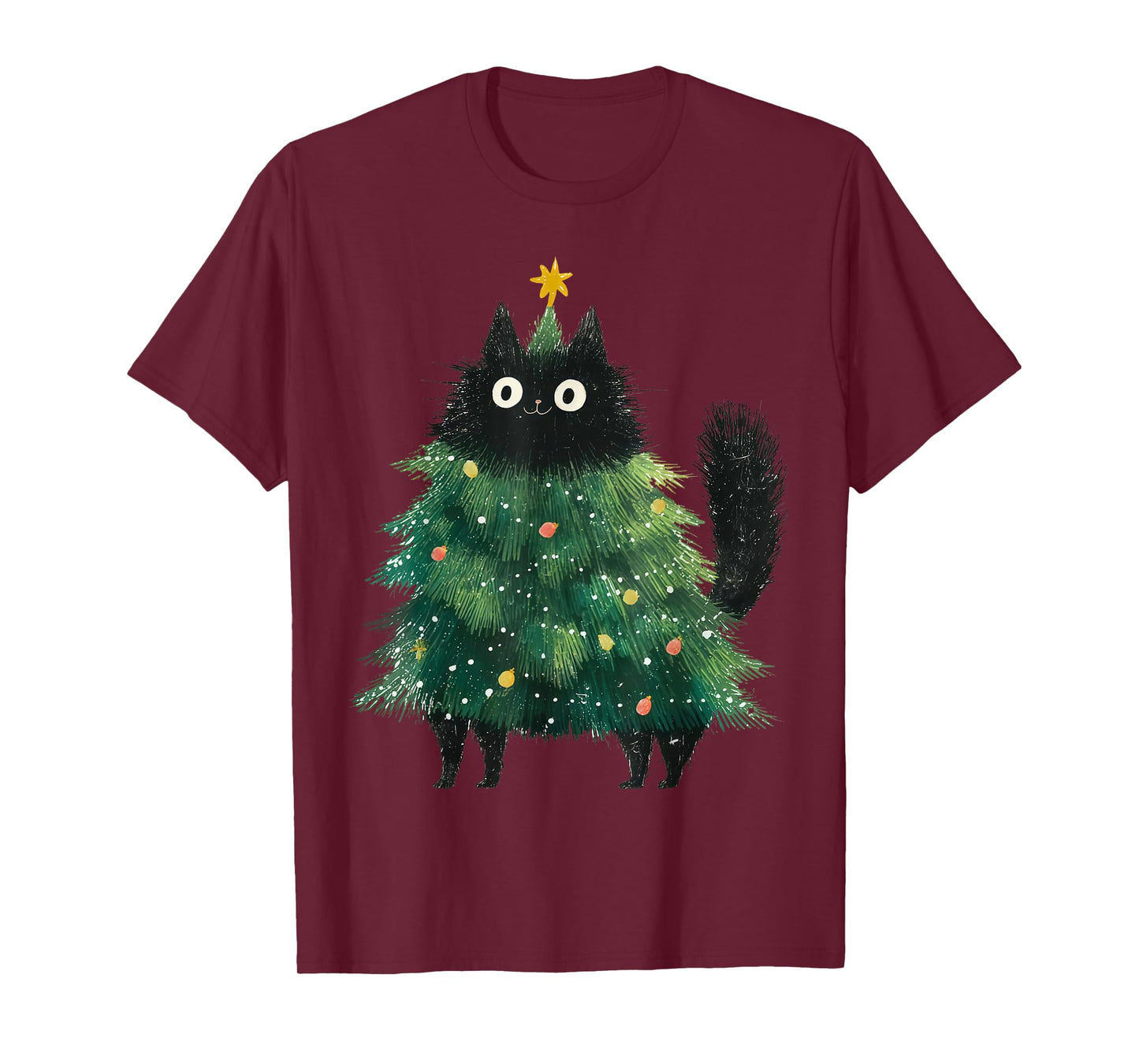 Cute Black Cat in Christmas Tree Cat Lover Holiday Pajama T-Shirt