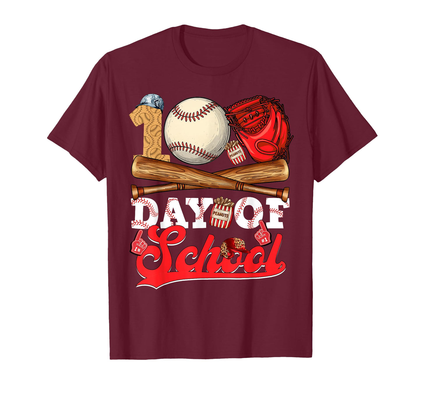 100 Days of School Baseball Player Sports Game Teacher Kid T-Shirt
