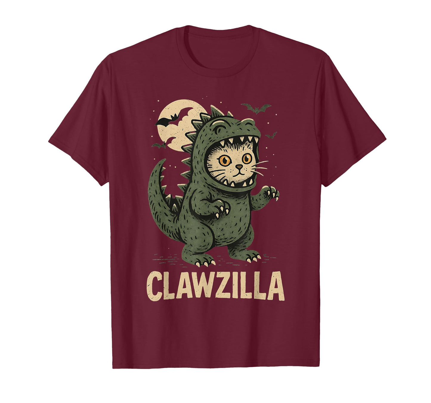 Clawzilla Cute Cat Monster Halloween Pun Funny Graphic T-Shirt