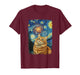 Van Gogh Starry Night Cute Cat Lovers Design T-Shirt