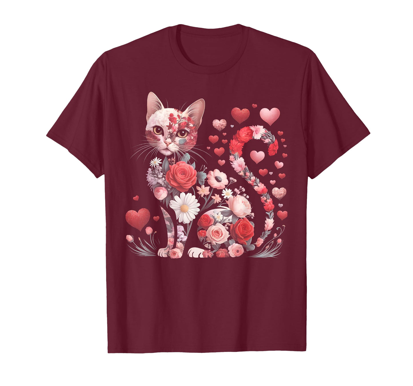 Happy Meowentine's Day Cute Girls Cat Valentines Day Hearts T-Shirt