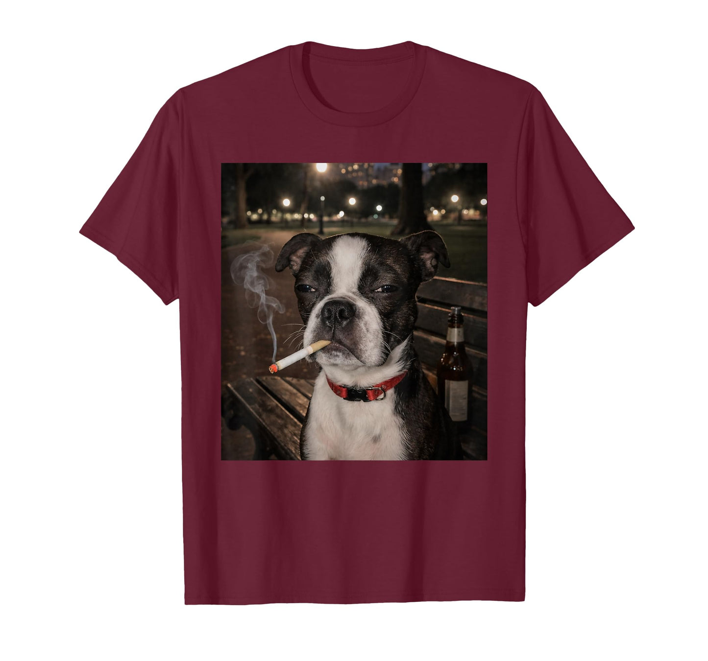 Funny Smoking Boston Terrier Dog Meme Gen Z Joke Brainrot T-Shirt