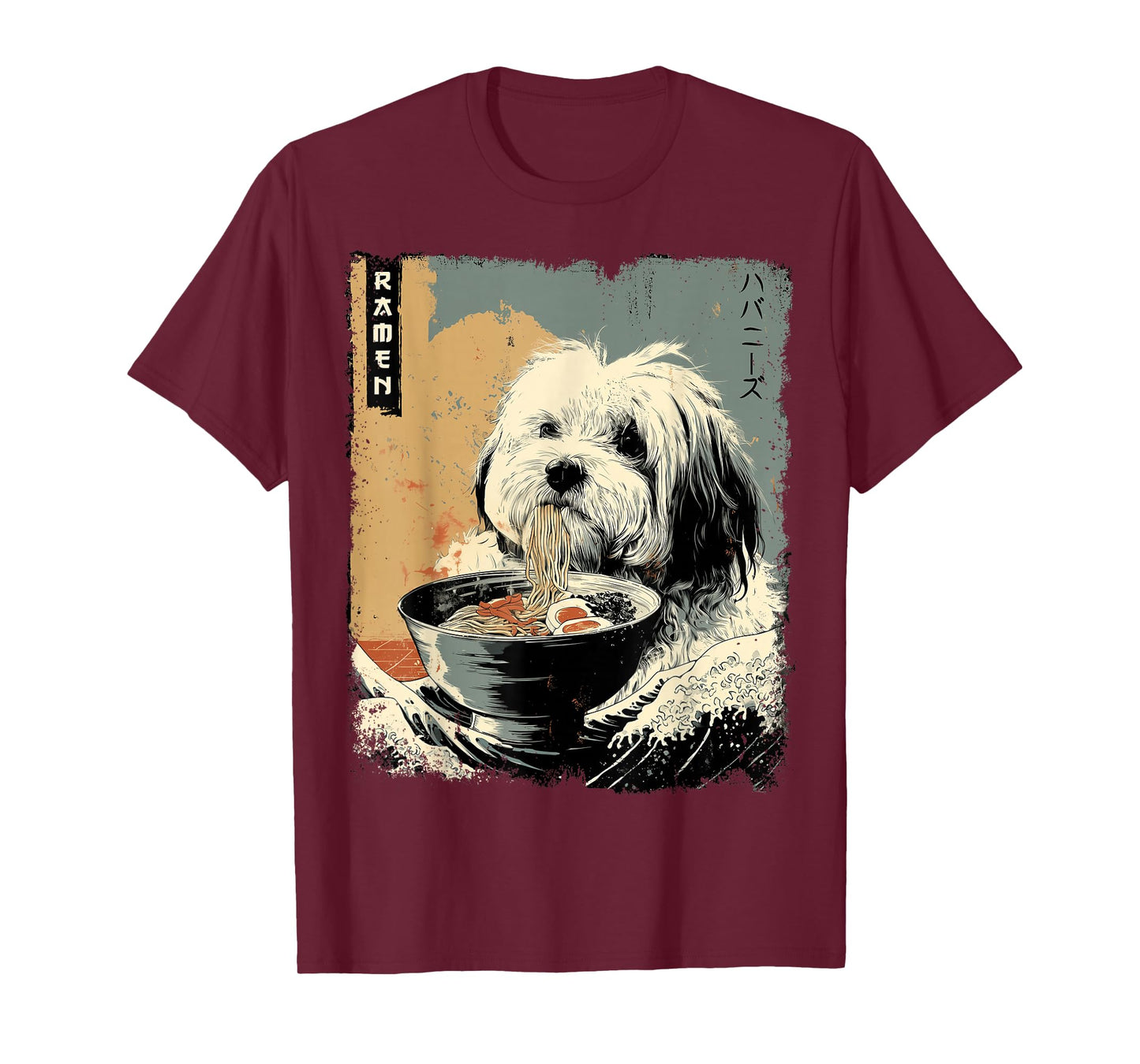 ハバニーズ Havanese Dog Vintage Ramen Japanese Noodles T-Shirt