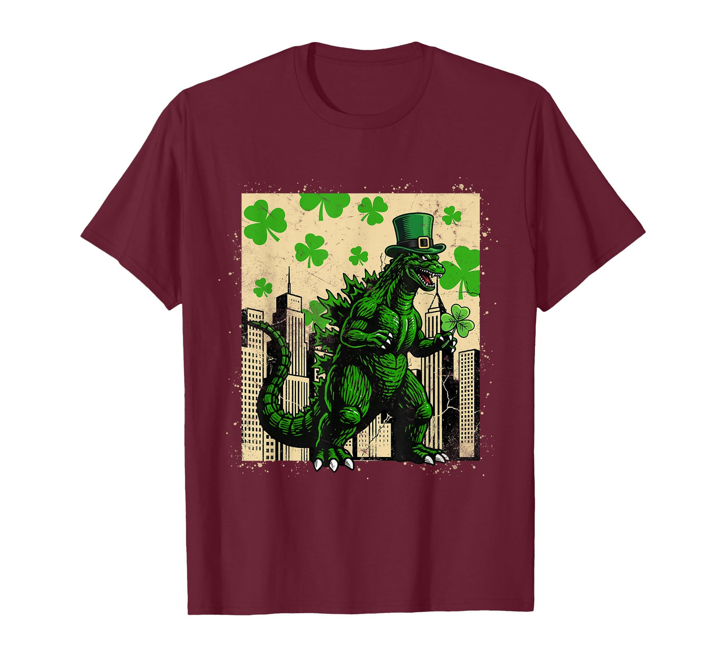 St Patrick's Day Japanese Monster Shamrock Kaiju Men Women T-Shirt