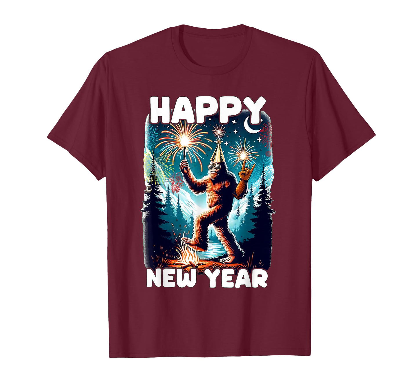 Happy New Year 2026 Bigfoot Lovers New Years Eve Party T-Shirt
