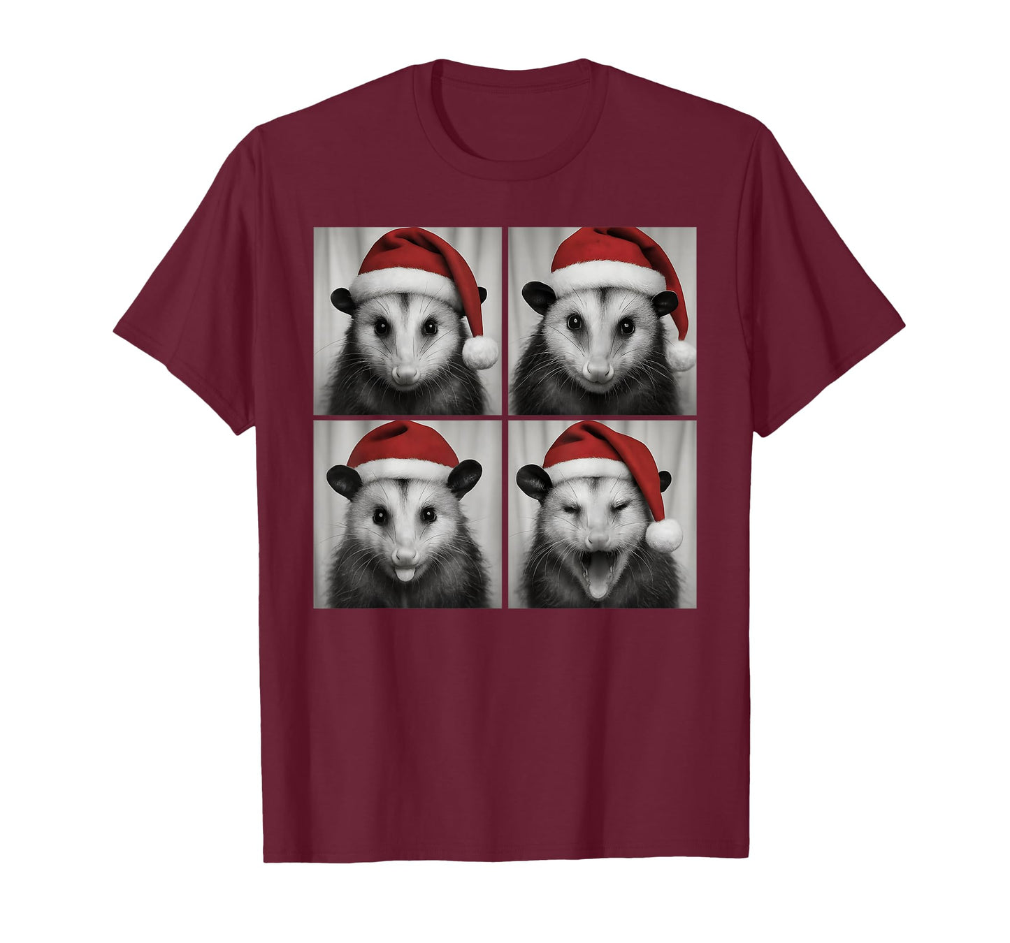 Funny Christmas Opossum Santa Photo Booth T-Shirt