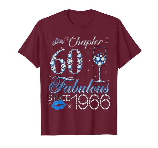 Chapter 60 60th Birthday Crown Wine Glass Denim and Diamonds T-Shirt