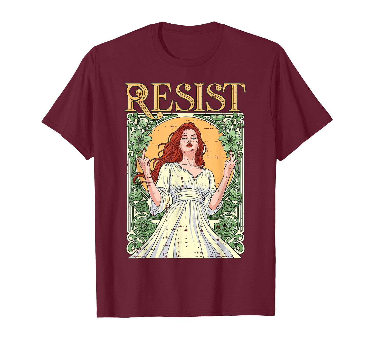 Resist Noveau Girl Art Protest Equality Women T-Shirt