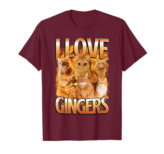 I Love Gingers Funny Cat Meme Cute Kitten Men Women T-Shirt