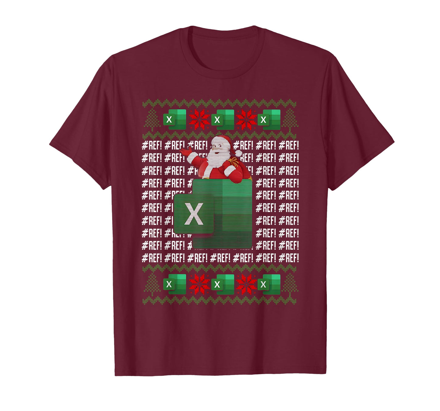 Excel Ref Error Spreadsheet Santa Claus Accountant Christmas T-Shirt
