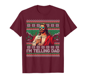 Funny Christian Jesus I'm Telling Dad Christmas Ugly Sweater T-Shirt