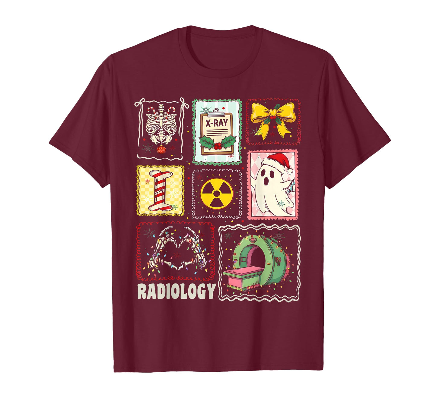 Stamp Ghost Xray Tech Radiology Squad Rad Tech Christmas T-Shirt