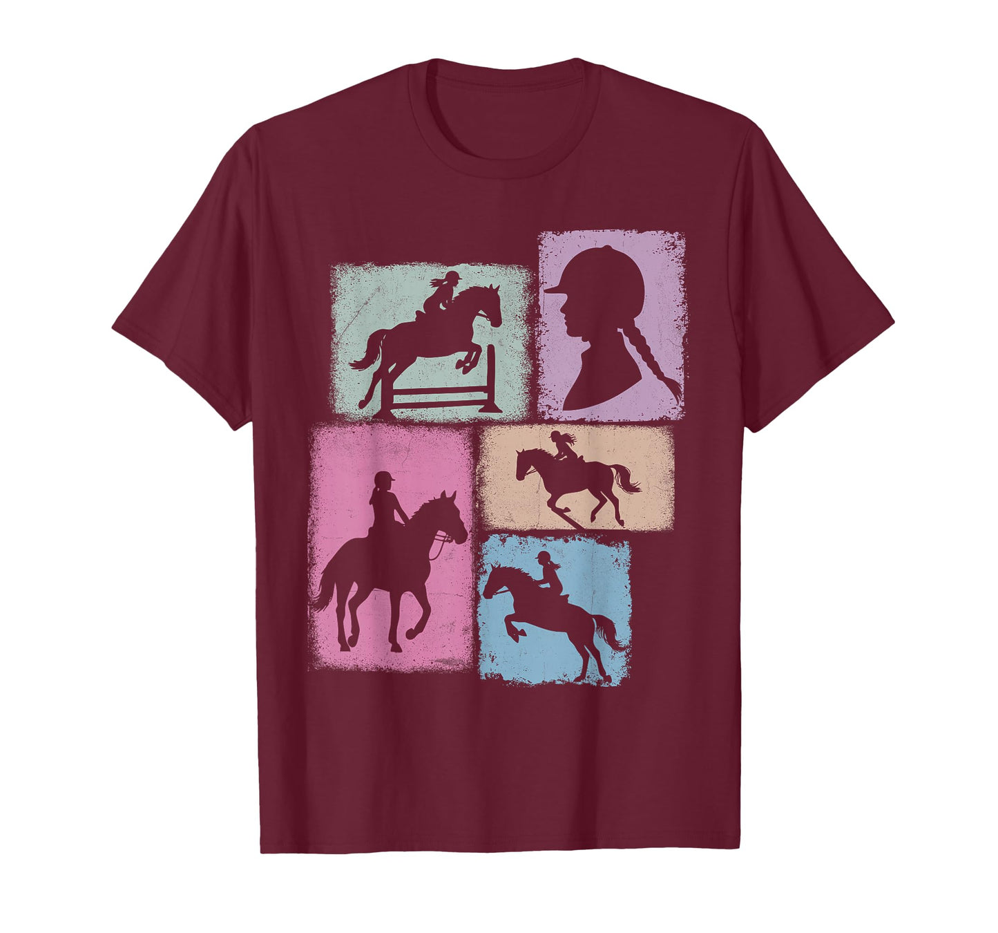 Equestrian Collage Horsewoman Women Kids Horse Riding Youth T-Shirt
