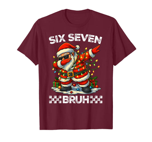 67 Six Seven Bruh Funny Christmas Dabbing Santa 6 7 Meme T-Shirt