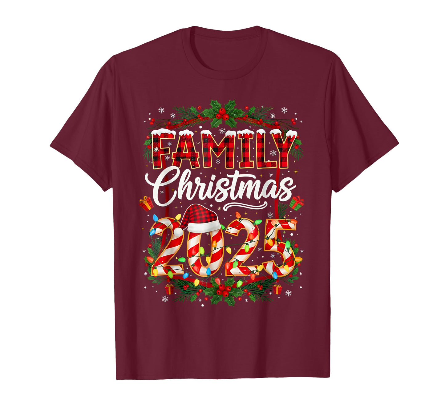 Family Christmas 2025 Xmas Lights Santa Pajamas Holiday T-Shirt
