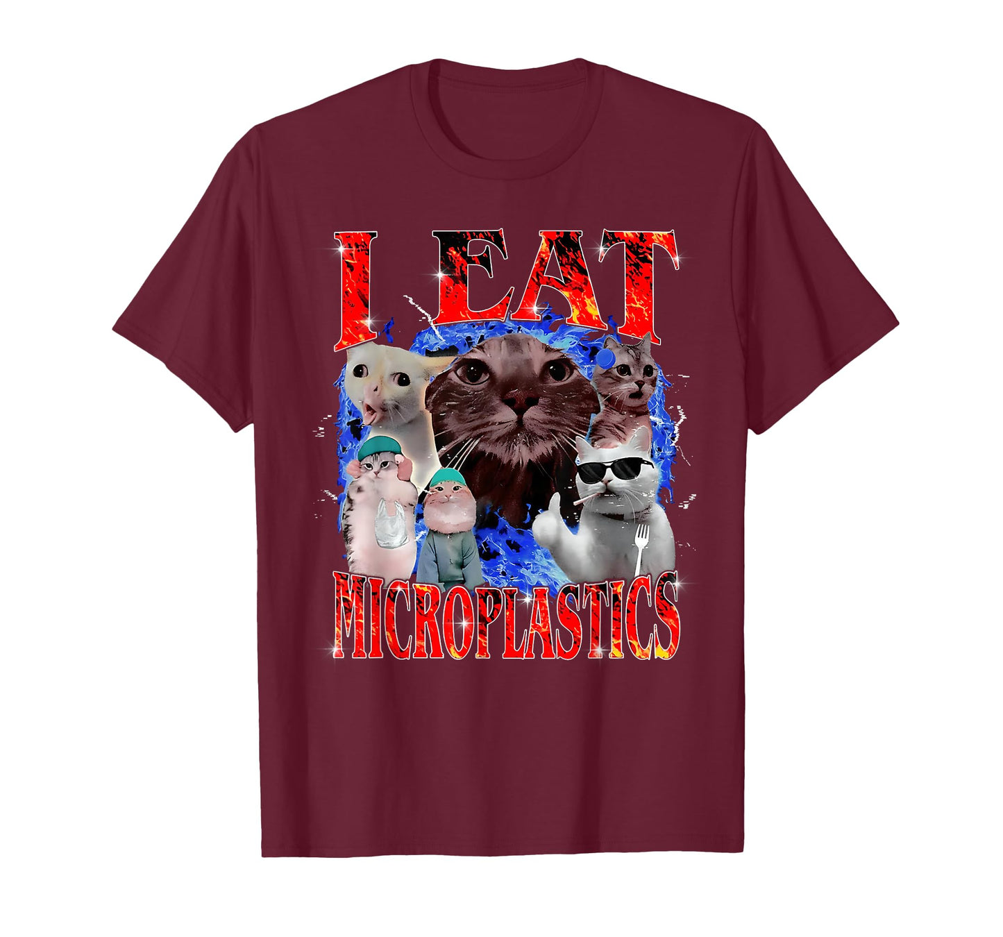 I Eat Microplastics Funny Cat Meme Bootleg for Men Women T-Shirt