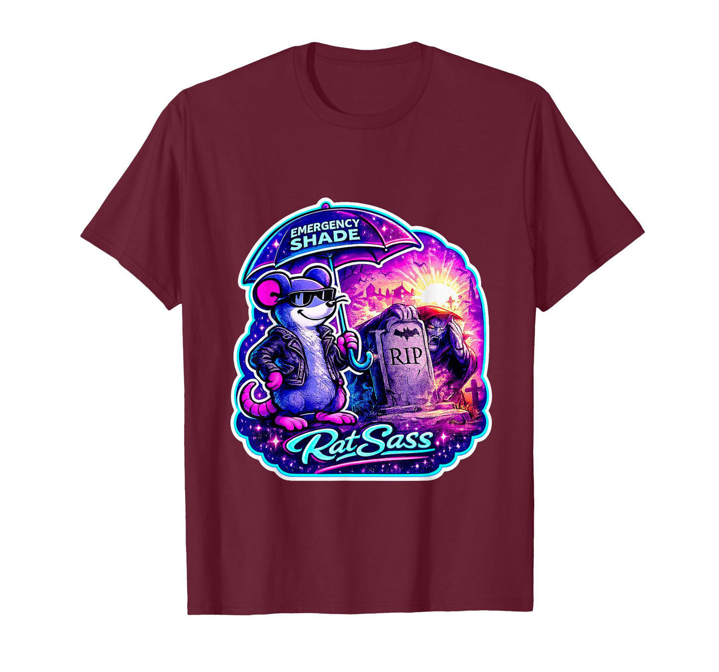 Emergency Shade Funny Spooky Graveyard Sarcasm Design T-Shirt