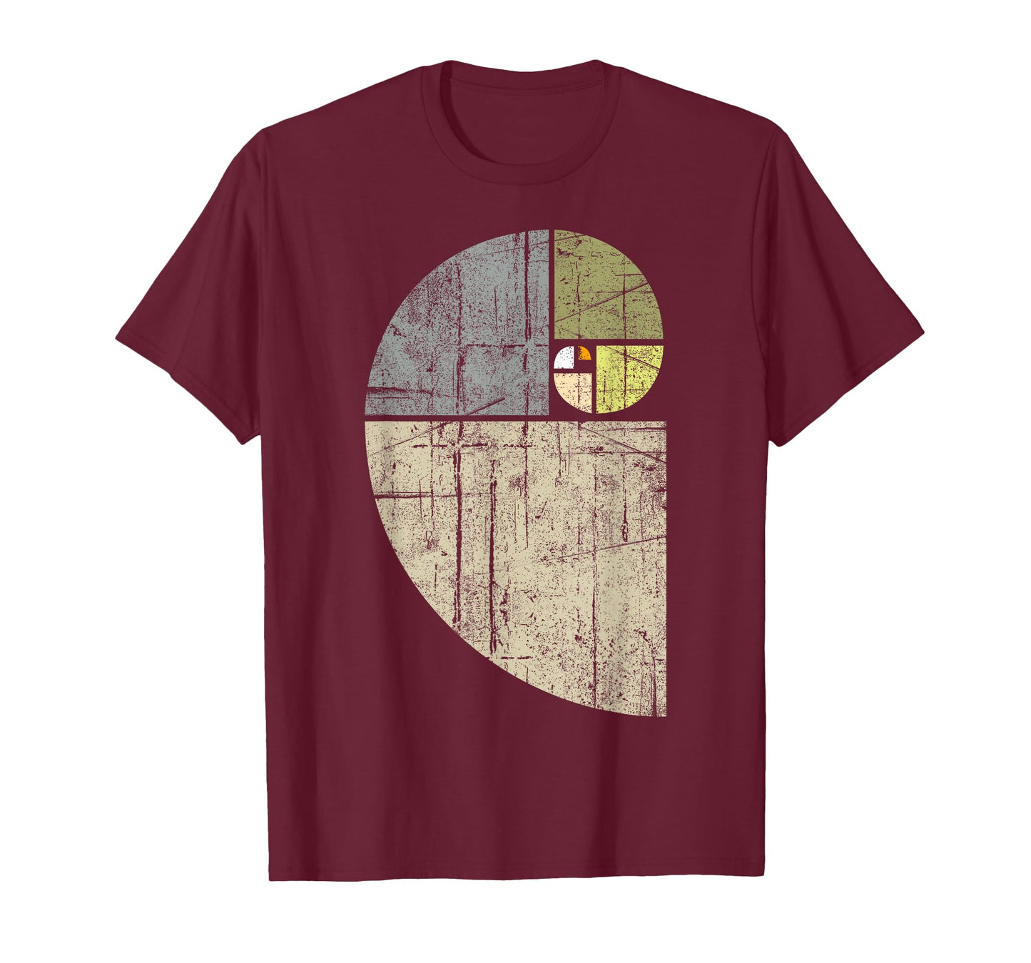 Fibonacci Spiral Distressed Geometric Sequence Vintage Art T-Shirt