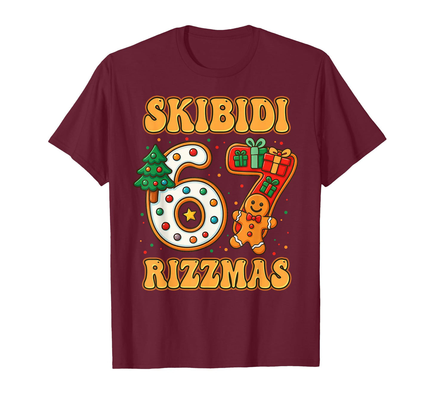 SKIBIDI 67 RIZZMAS Funny Six Seven Meme Christmas Boys Girls T-Shirt