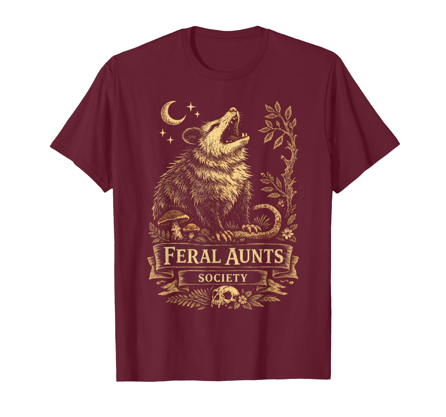 Feral Aunts Society Funny Opossum Folklore Vintage Graphic T-Shirt