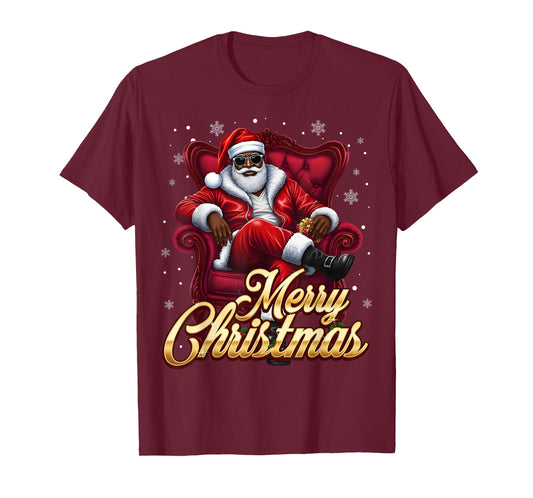 African American Santa Christmas Cool Black X-Mas T-Shirt