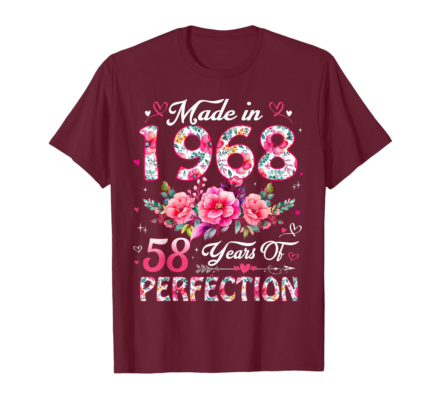 58 Year Old Made in 1968 Floral 58th Birthday Women T-Shirt