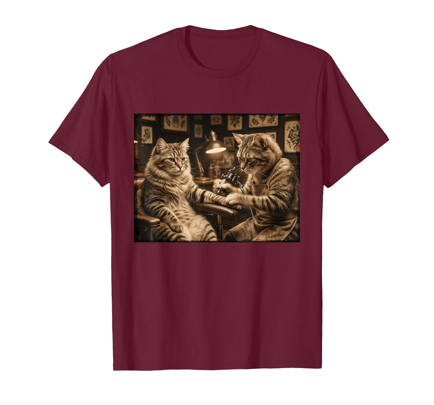 Cat Tattooing Cat Funny Meme Inked Kitty Humor Tattoo Artist T-Shirt