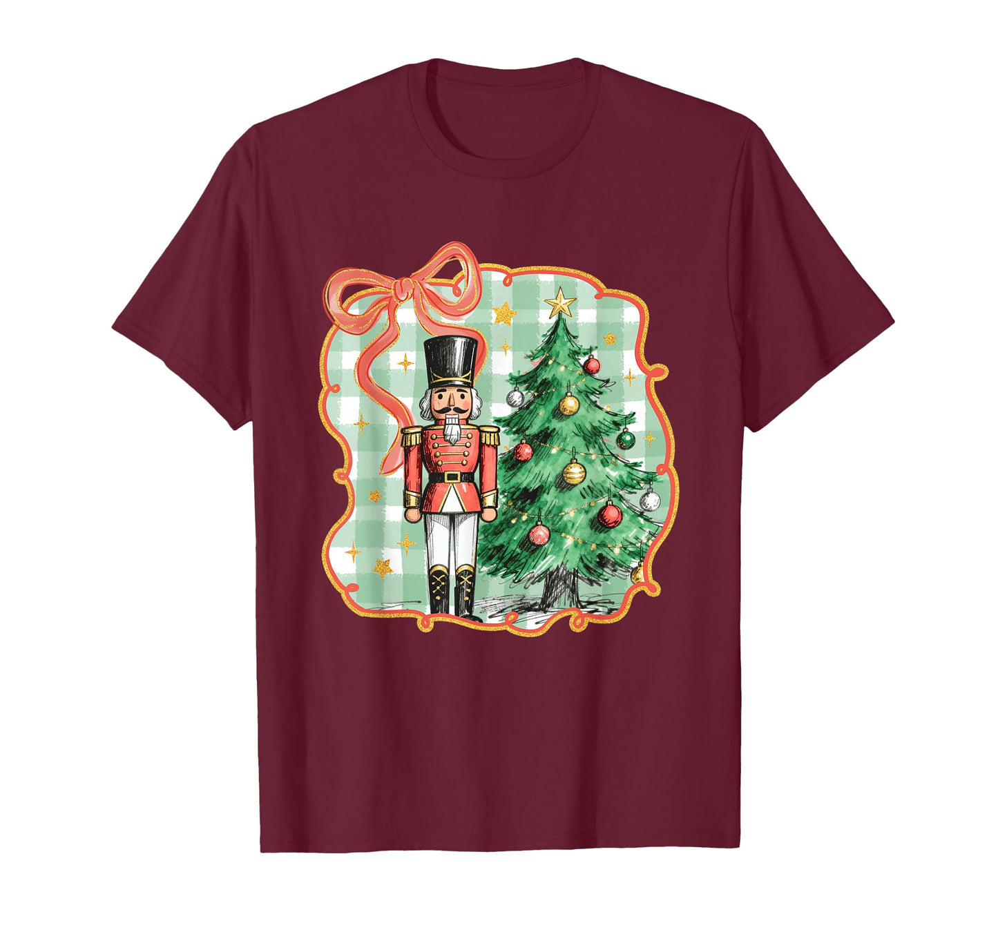 Preppy Nutcracker Christmas Tree Coquette Bow Xmas Holiday T-Shirt