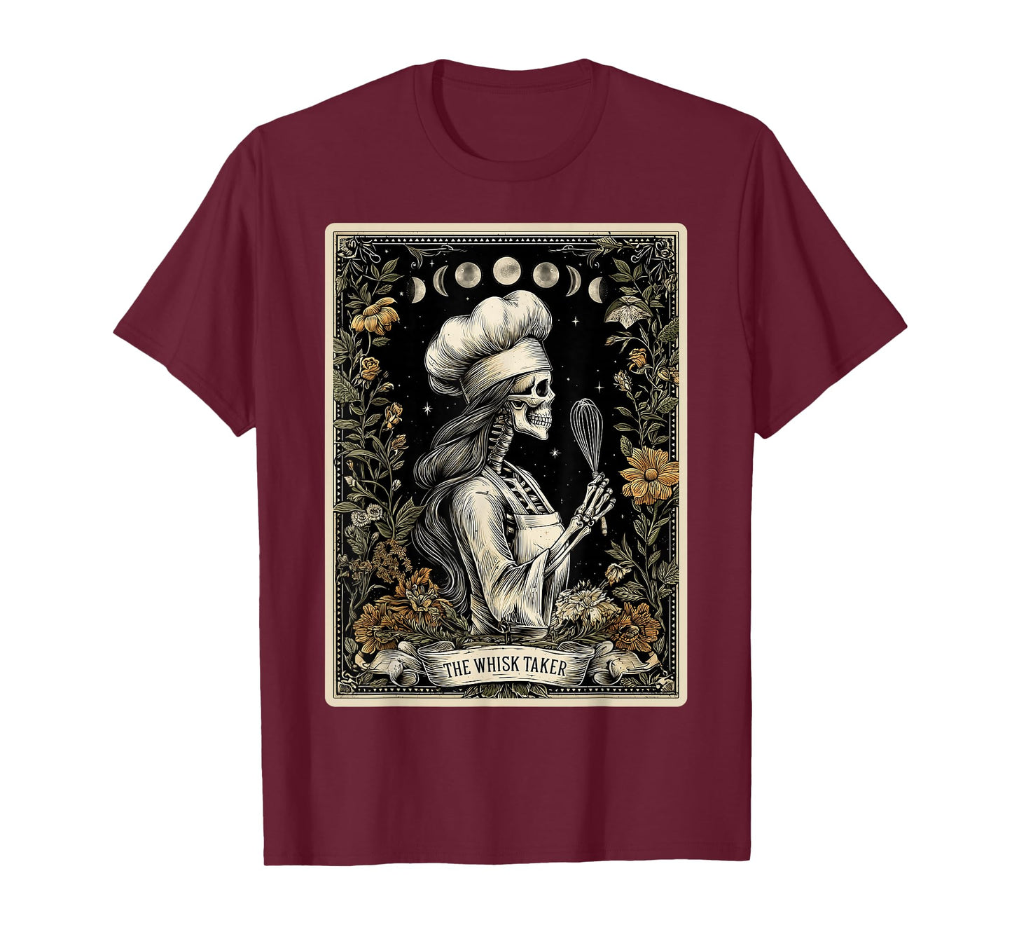 The Whisk Taker Baking Baker Tarot Card Skeleton Witchy T-Shirt