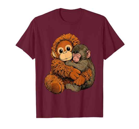 Baby Monkey Punch Mama Monkey Toy Warm Hug Cute T-Shirt